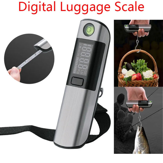 110lb/50kg Digital Luggage Scale Portable Electronic Suitcase Scale Travel Weighs Baggage Bag Hanging Scales With Tape Measure