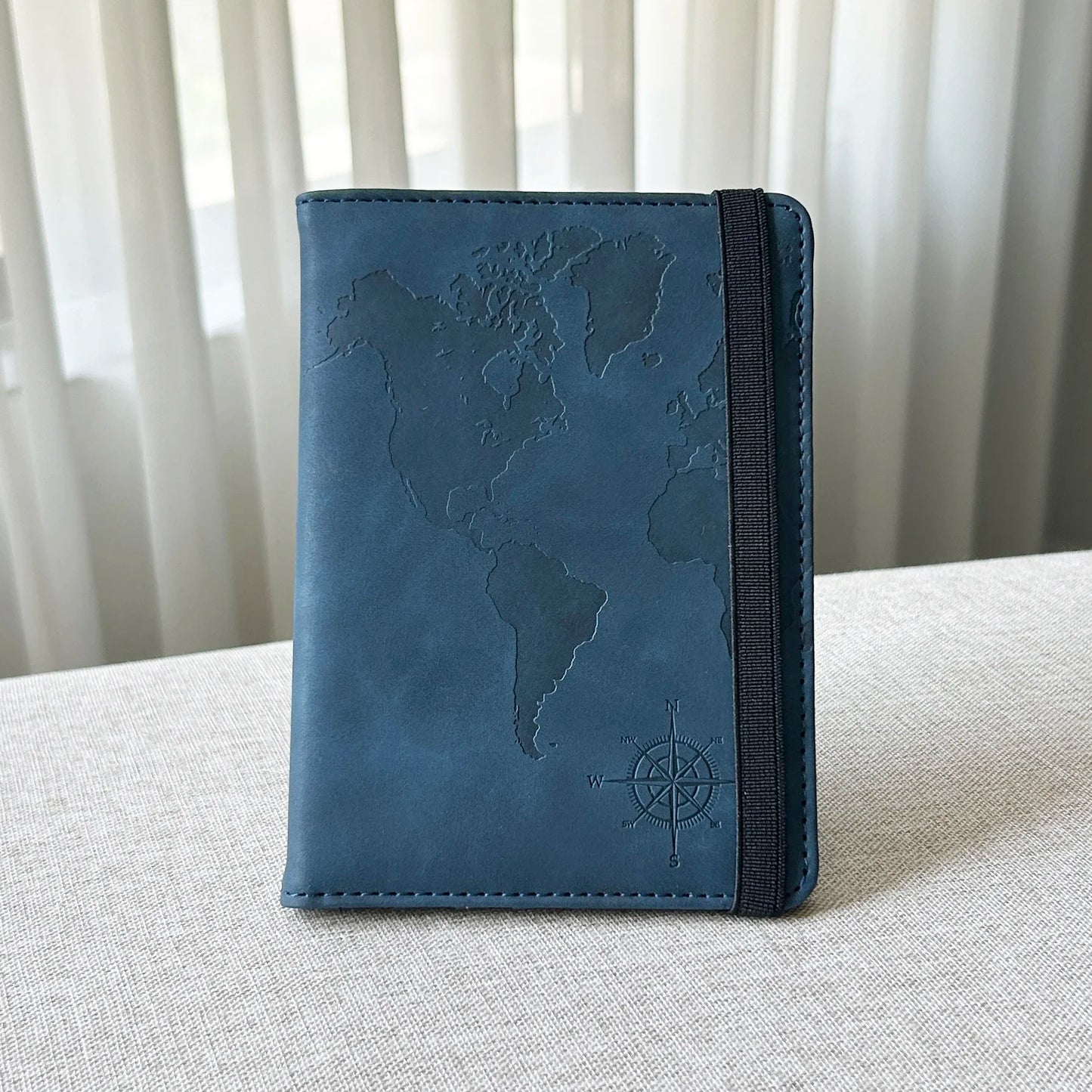 Rfid Blocking Personalised Passport Cover World Map Compass with Elastic Band Travel Essentials Passport Holder