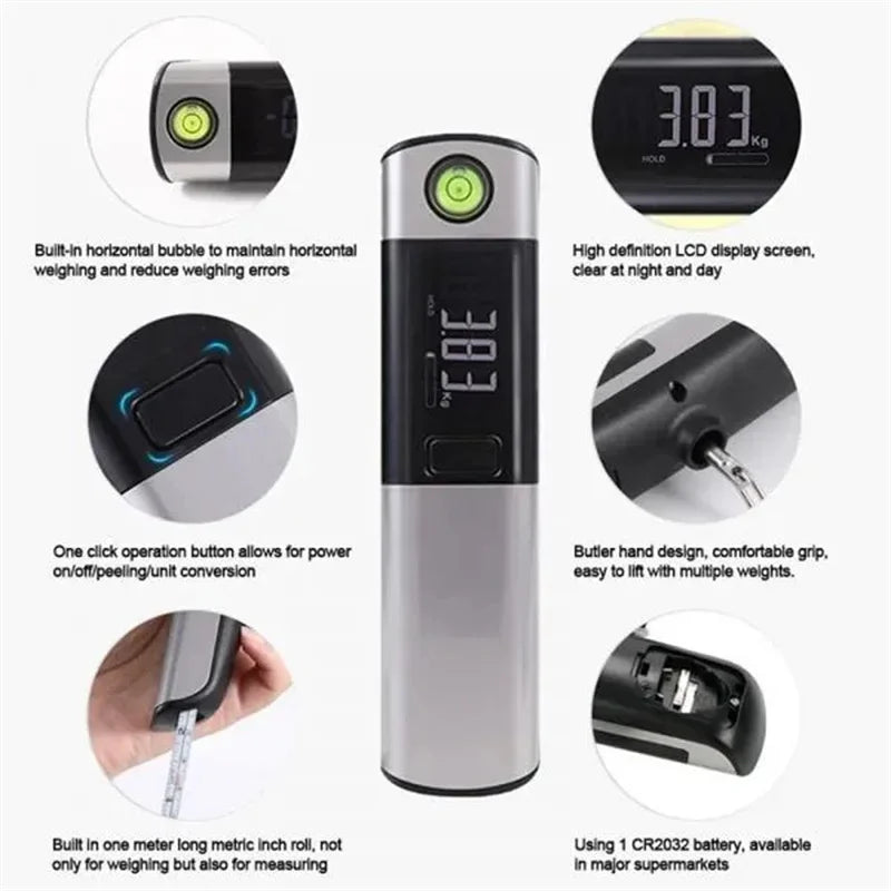 110lb/50kg Digital Luggage Scale Portable Electronic Suitcase Scale Travel Weighs Baggage Bag Hanging Scales With Tape Measure