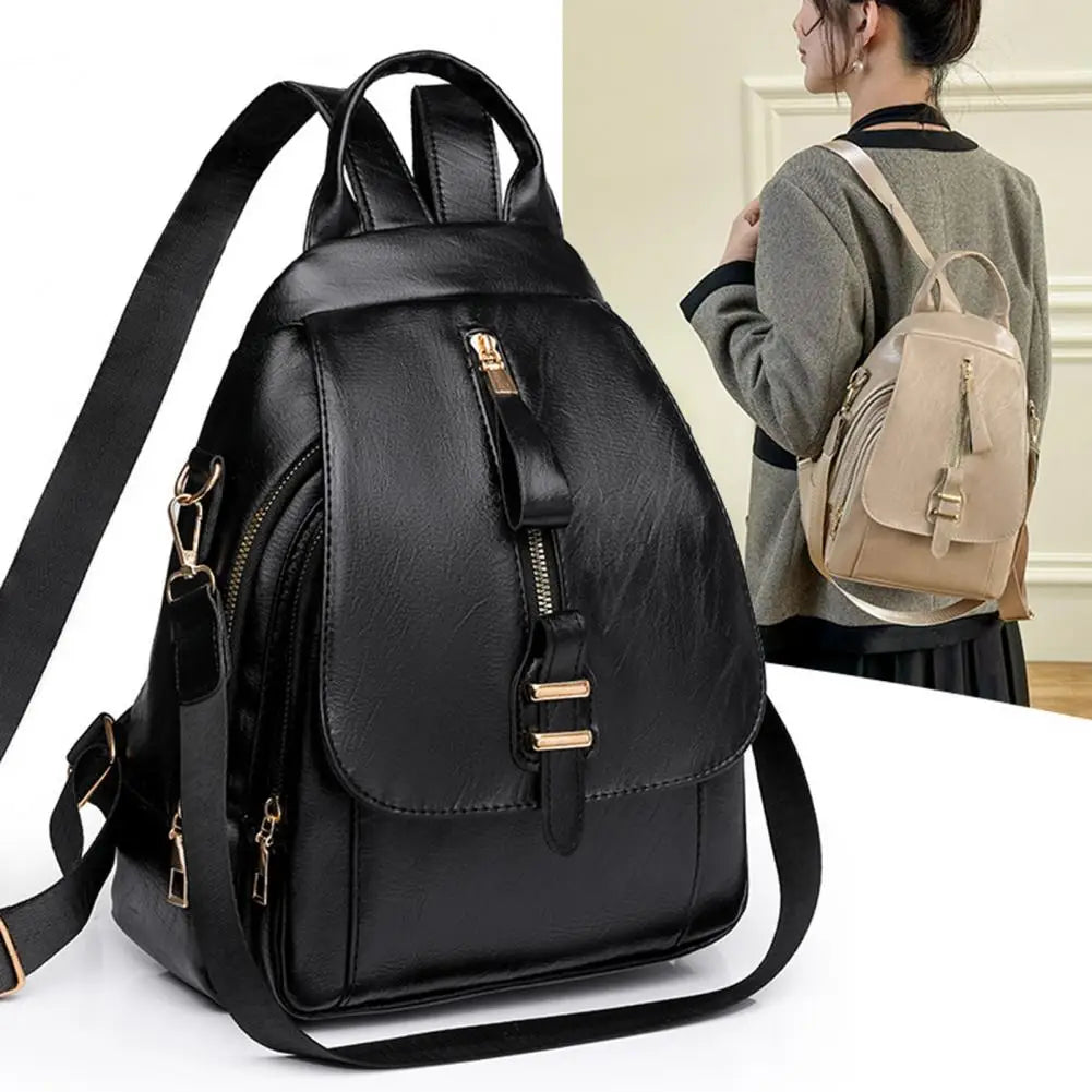 Soft Faux Leather Backpack Retro Style Women's Backpack with Anti-theft Features Large Capacity Adjustable Straps for School