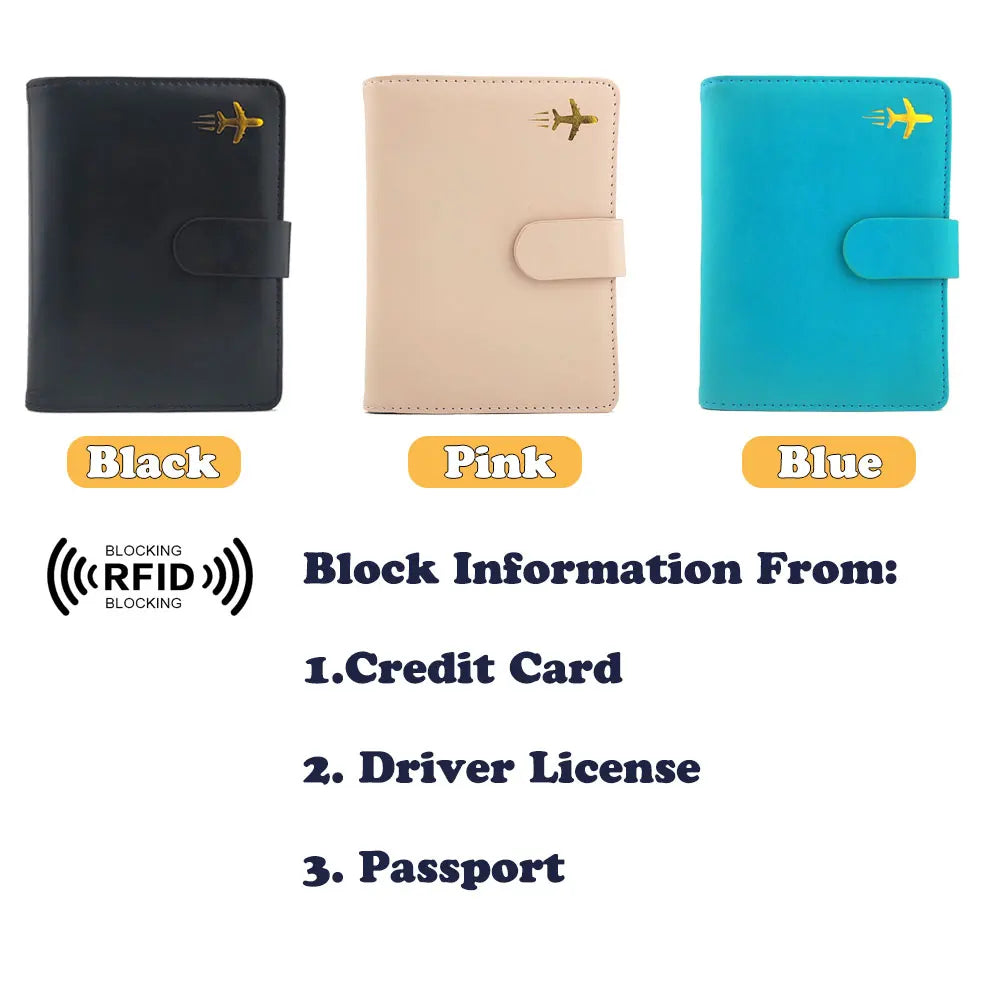 Customized Premium Leather Passport Holder Cover Case Waterproof Rfid Blocking Travel Wallet Card Case With Pen For Women & Men